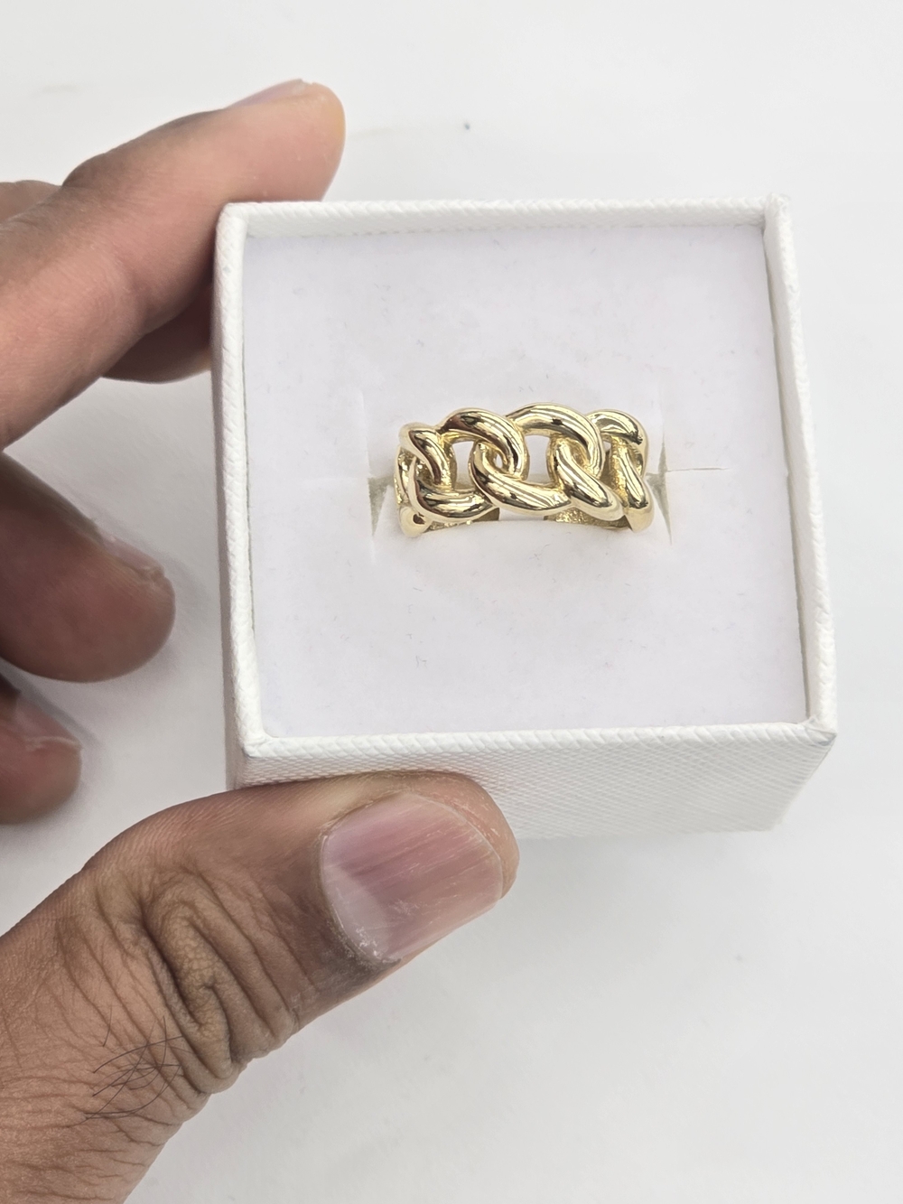 10k Real Gold Cuban Link Ring For Women
